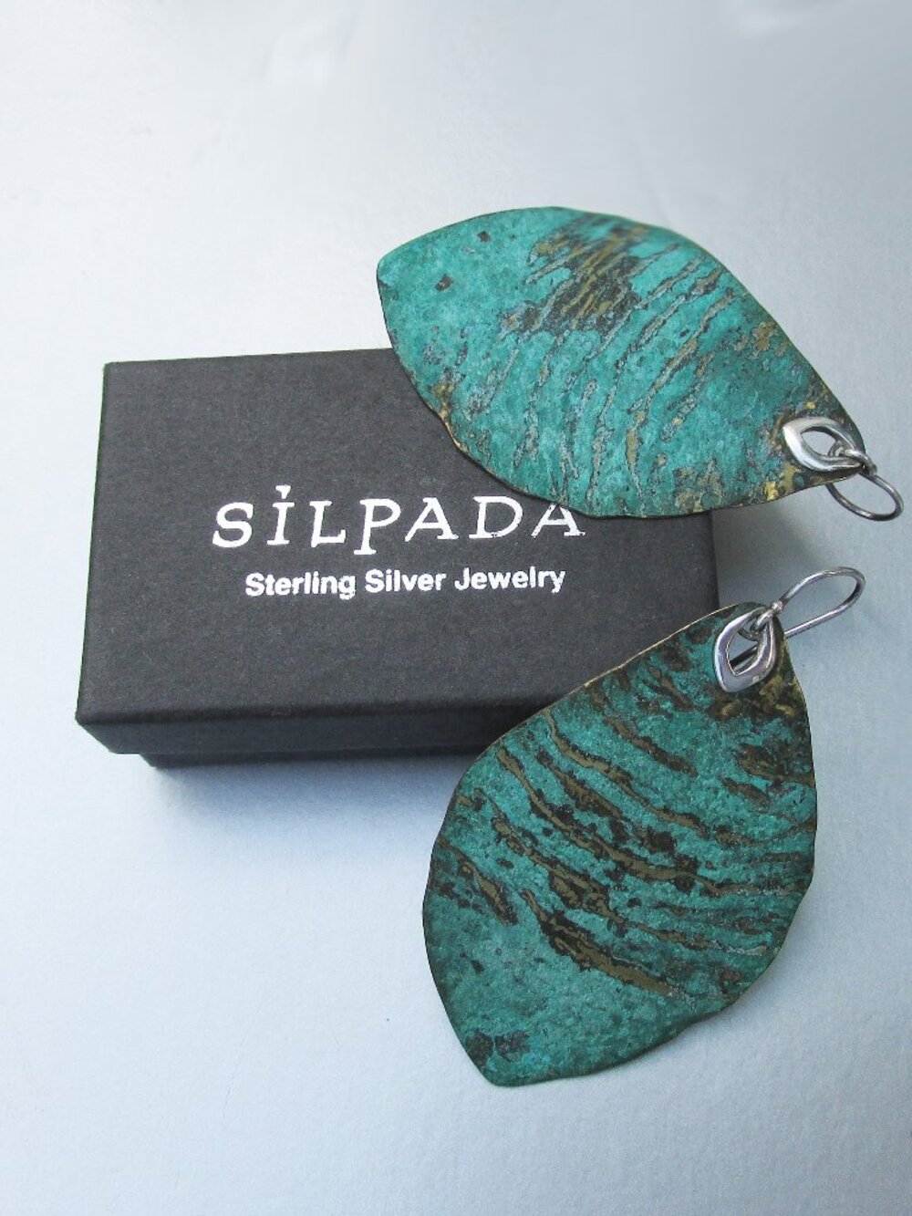 MIB Retired Silpada Patina Brass & Sterling Silver CAYMAN Dangle Earrings W3071